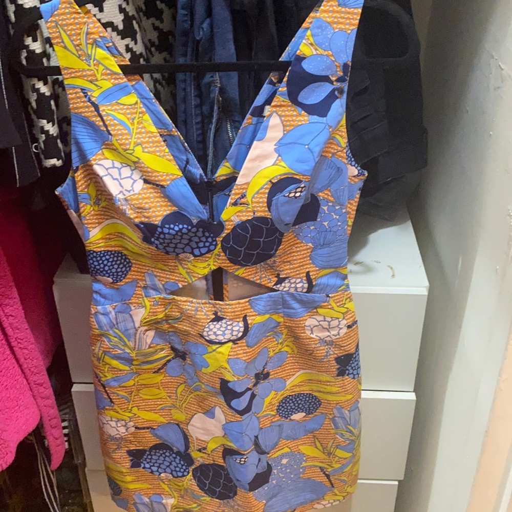 *Worn once* Fun printed Zara dress with front cutout